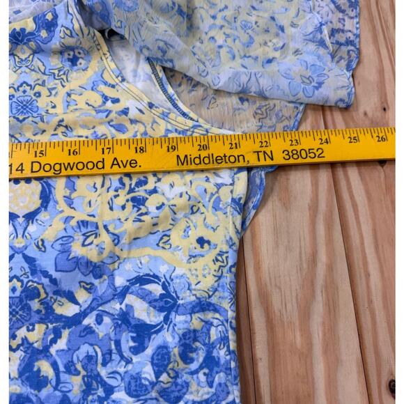 Hearts of Palm Women's Tropical Forest Print Knit Top Front Beads Size Large - Picture 7 of 9